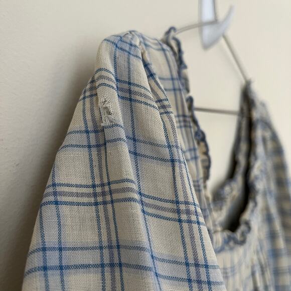 DÔEN Frede Meadowlark Plaid Babydoll Short Mini Dress Size M - Picture 8 of 13